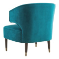 Green Velvet Wrapped Around Arm Chair with Capped Legs